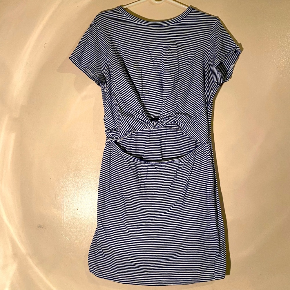 Blue and White Striped Dress